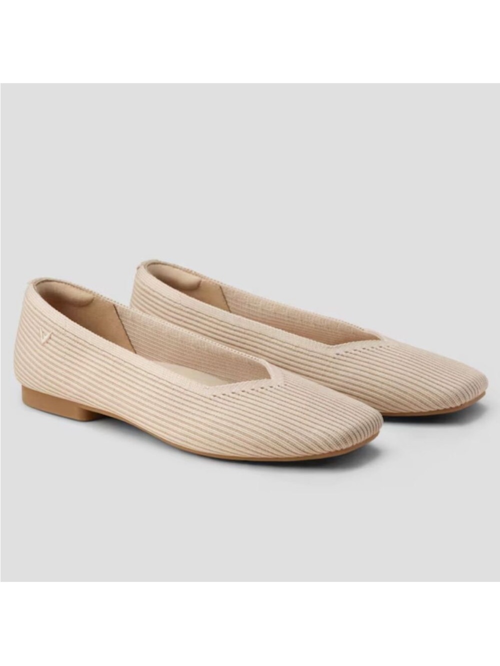 Knit Ballet Flats in Neutral Beige